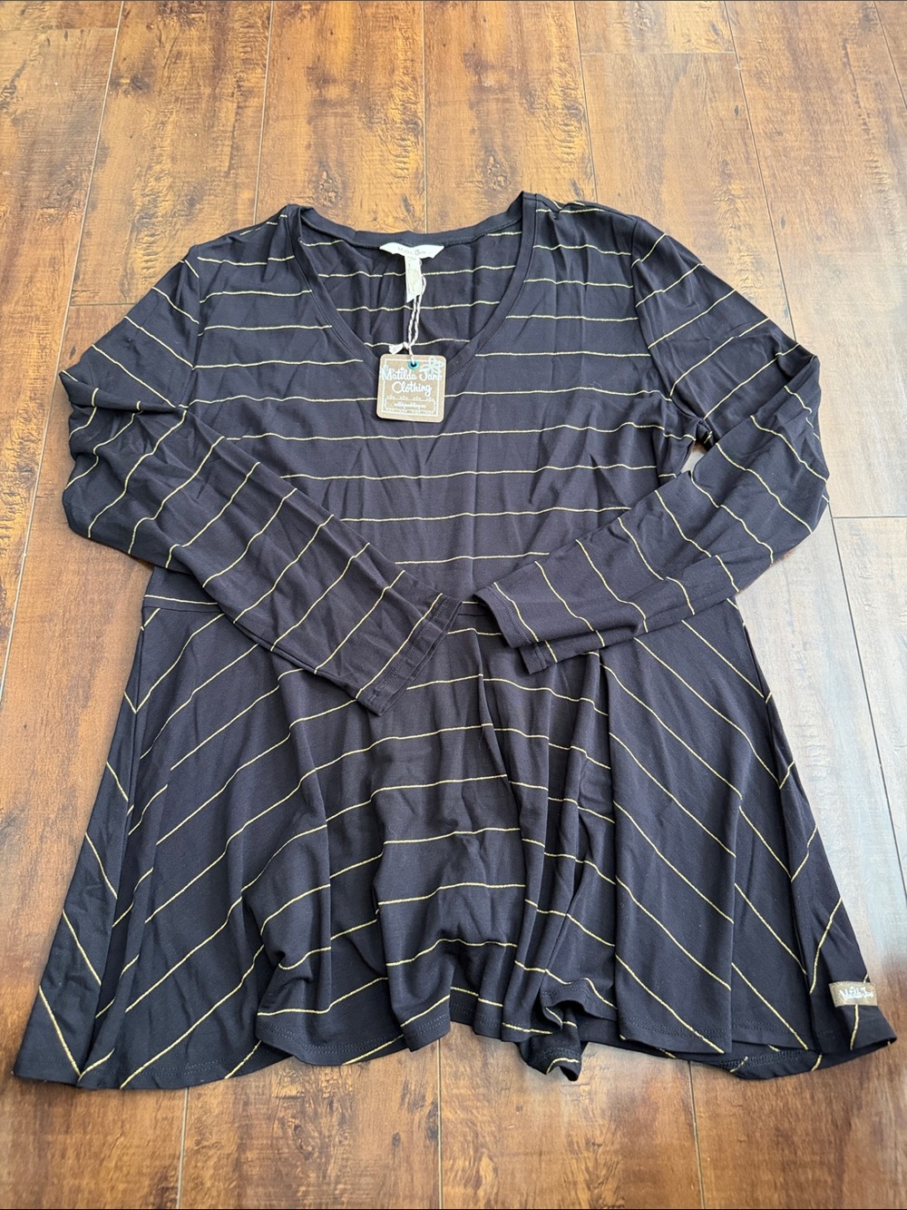 Matilda Jane Black Top with Gold Stripes